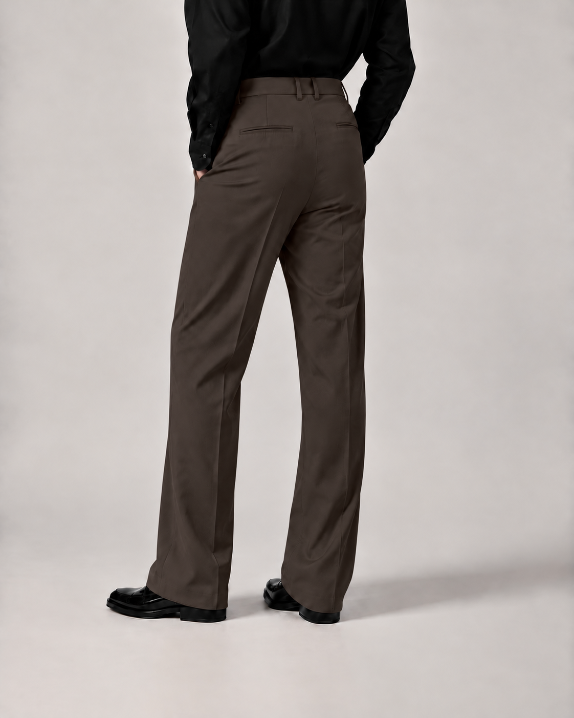 RELAXED DARK BROWN BOOTCUT PANTS