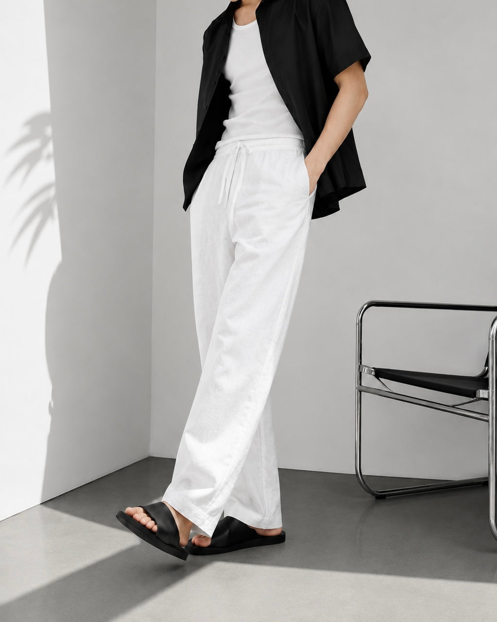FRENCH WHITE LINEN PANTS