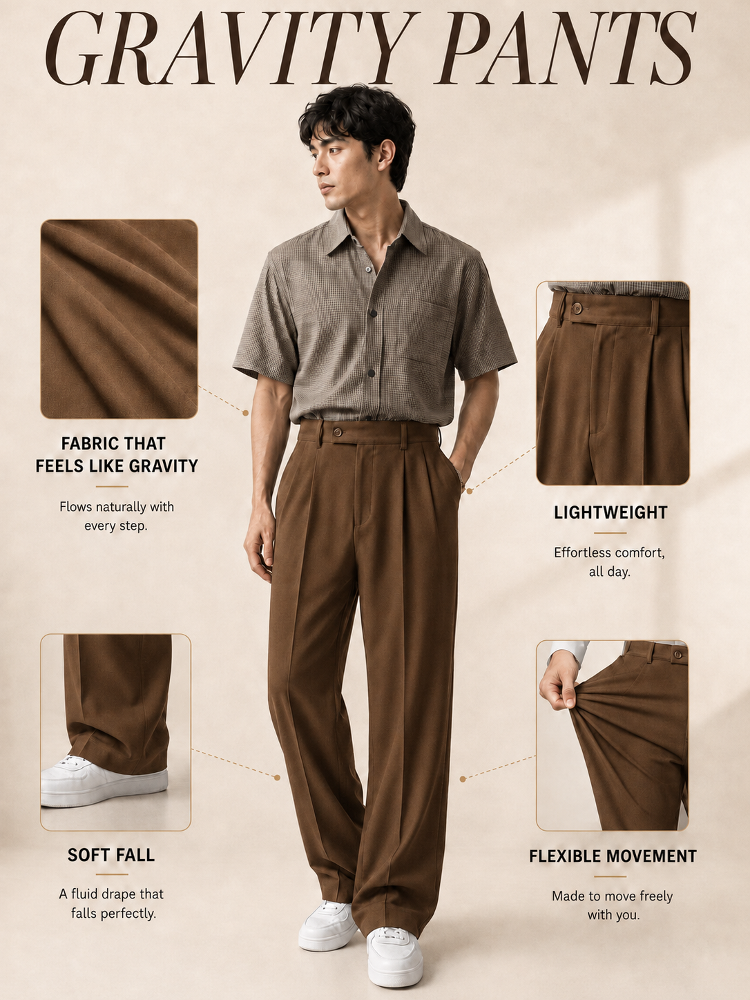 LIGHT BROWN GRAVITY PANTS