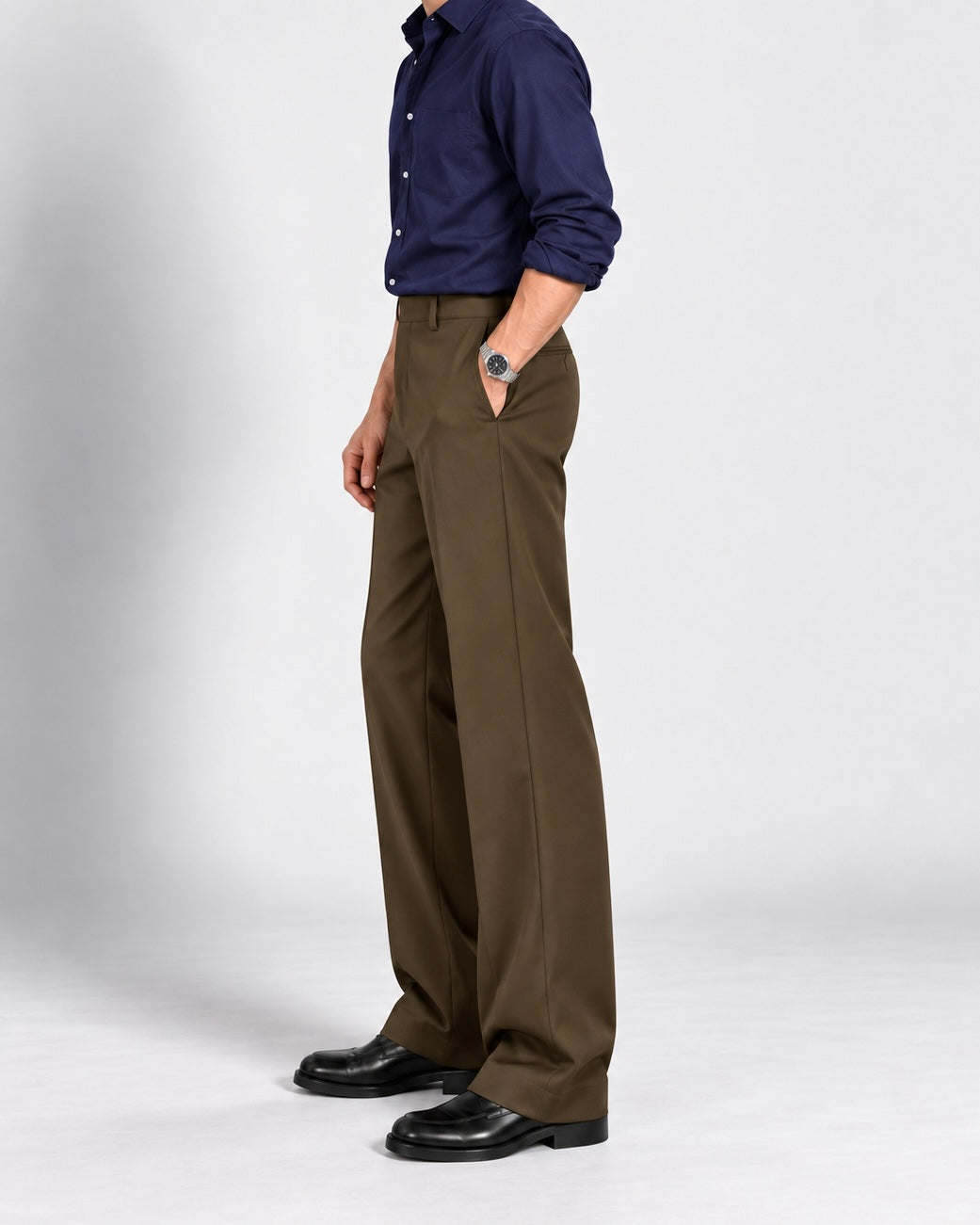 DARK BROWN STRAIGHT UP PANTS