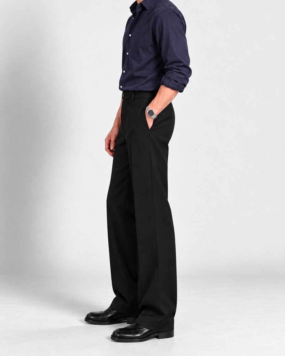 BLACK STRAIGHT UP PANTS