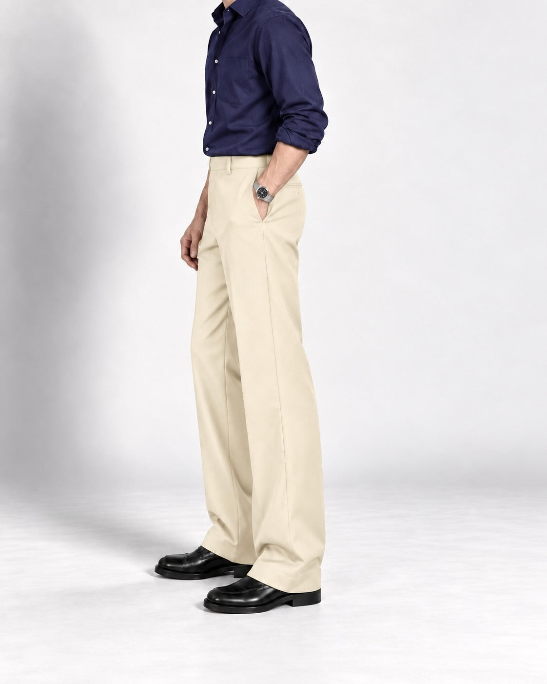 BEIGE STRAIGHT UP PANTS
