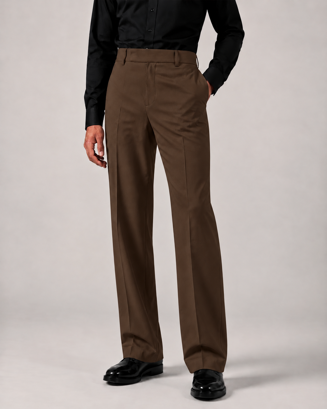 RELAXED DARK BROWN BOOTCUT PANTS