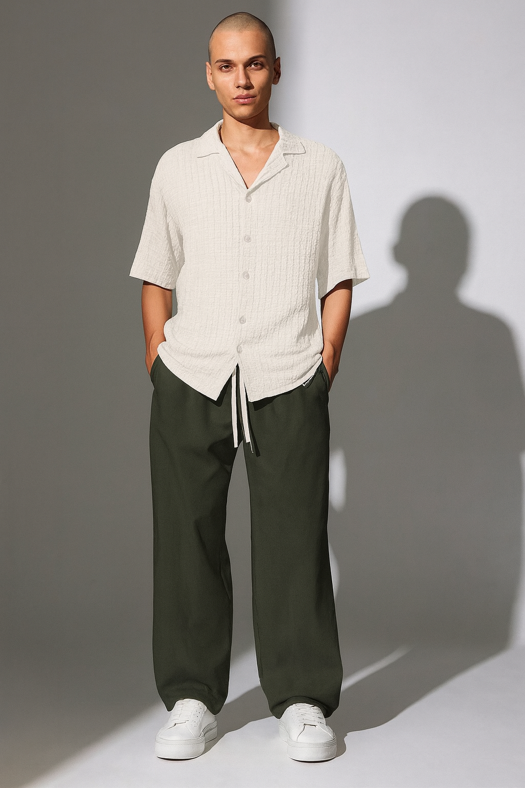 Olive Green Korean Linen Pants