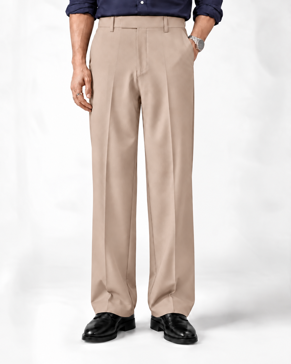 BEIGE STRAIGHT UP PANTS