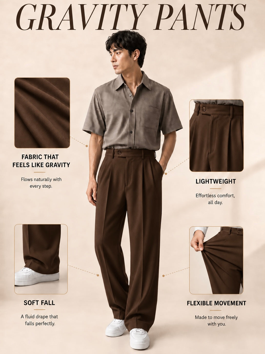 BROWN RELAXED GRAVITY PANTS