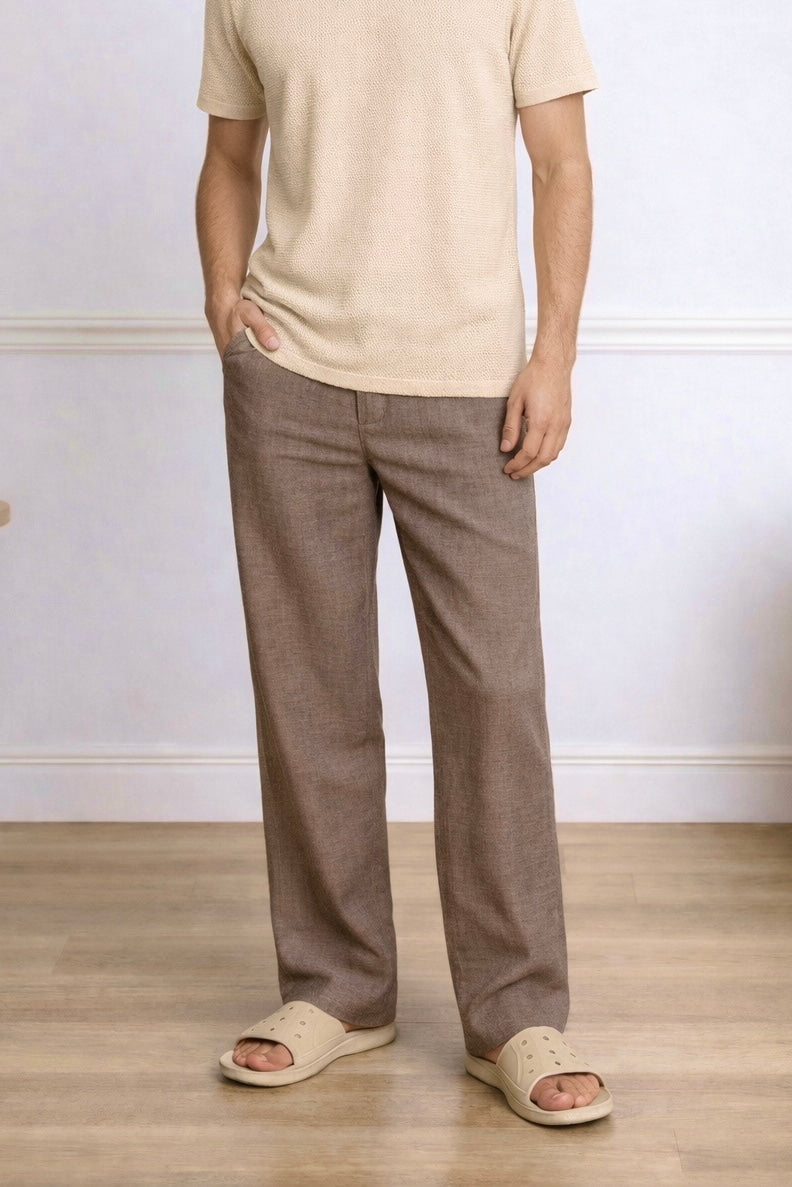 MILANO BROWN LINEN PANTS