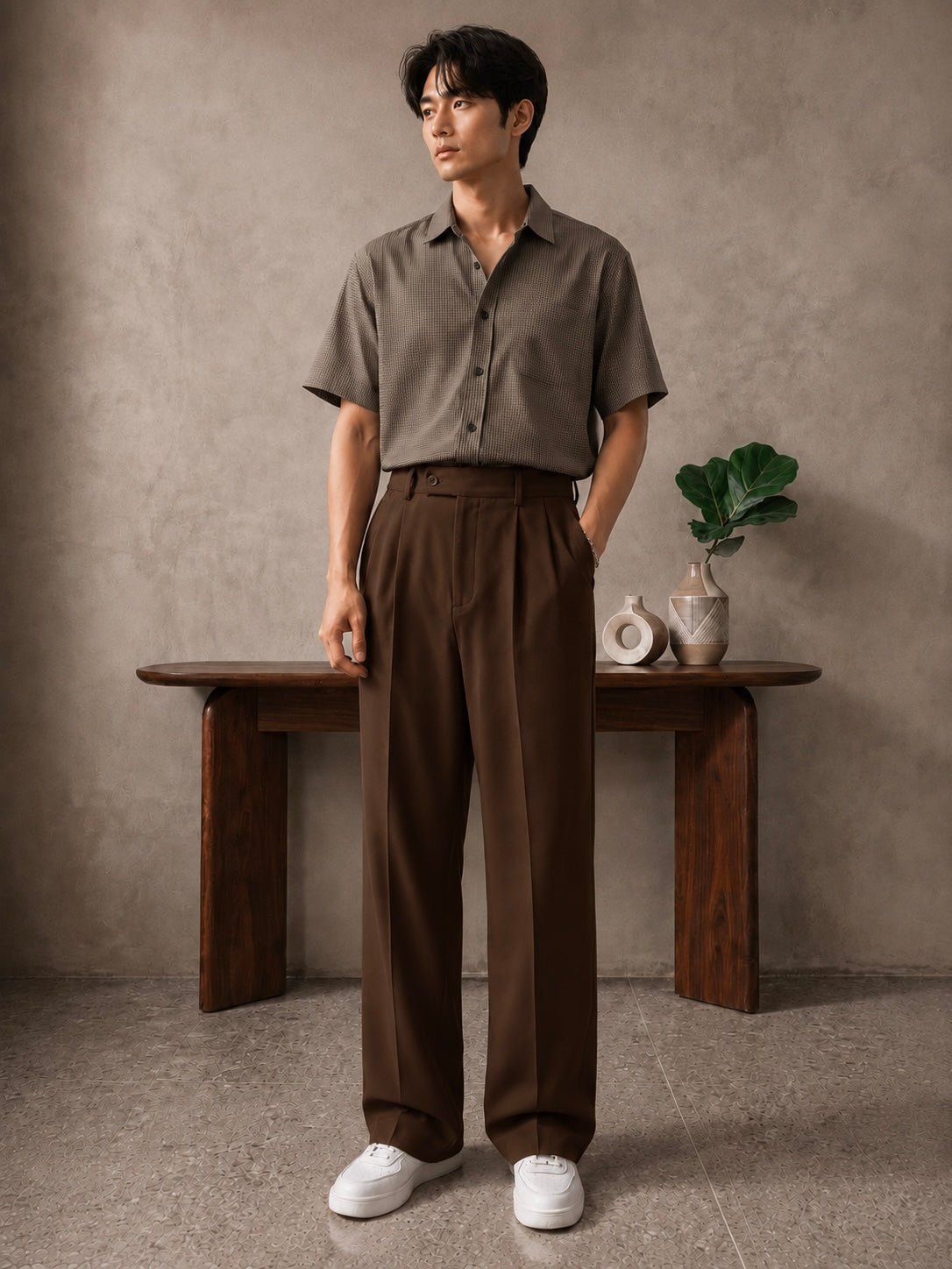 BROWN RELAXED GRAVITY PANTS