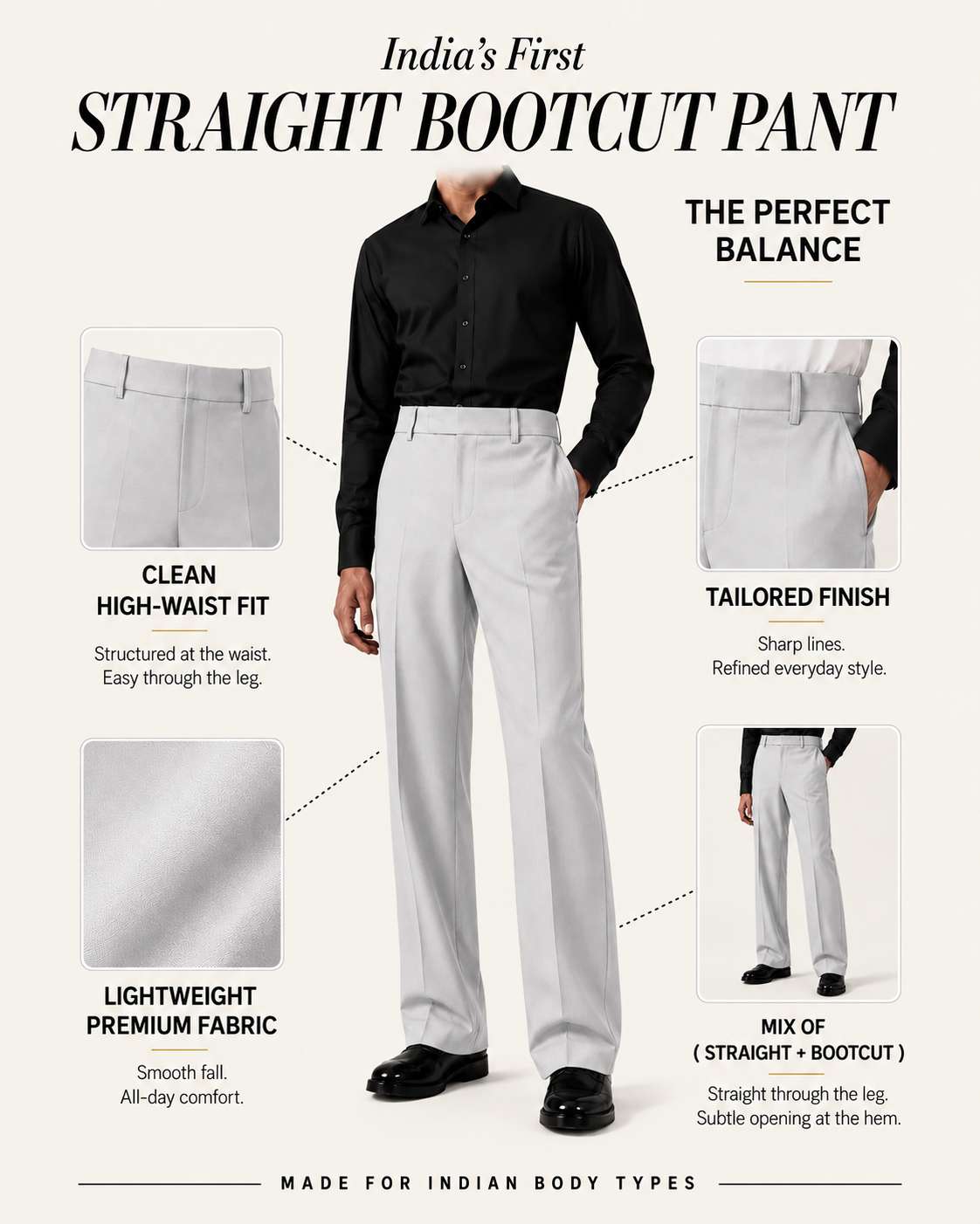 RELAXED LIGHT GREY BOOTCUT PANTS