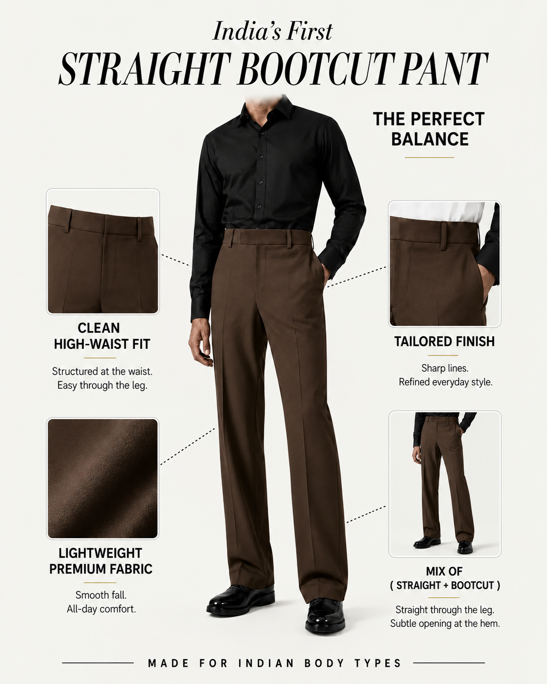 RELAXED BROWN BOOTCUT PANTS