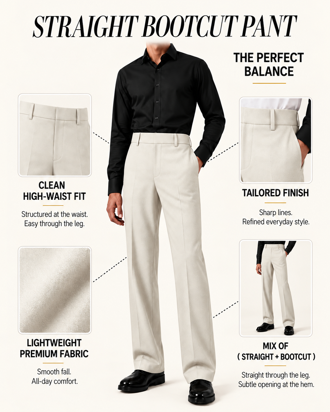 RELAXED IVORY BOOTCUT PANTS